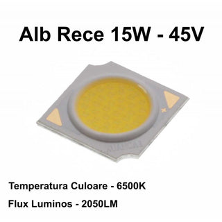 Dioda led COB 15W 45V lumina rece dimensiune 13.5 mm