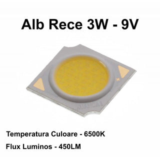 Dioda led COB 3W 9V lumina rece dimensiune 13.5 mm