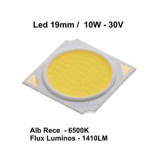 Dioda led COB 10W 30V lumina rece dimensiune 19mm