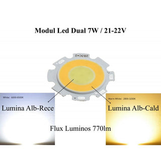 Dioda led COB 7W 21-22V lumina cald/rece dimensiune 28mm