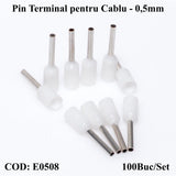Pin terminali de cablu E0508 alb set 100buc
