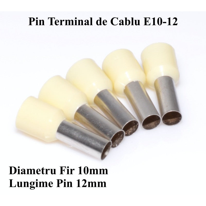 Pin terminali de cablu E10-12 crem set 100buc