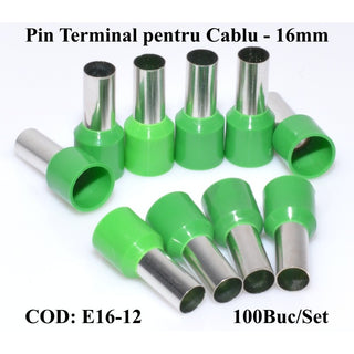 Pin terminali de cablu E16-12 verde set 100buc