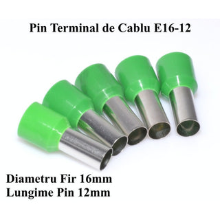 Pin terminali de cablu E16-12 verde set 100buc