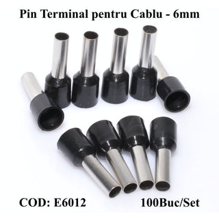 Pin terminali de cablu E6012 negru set 100buc